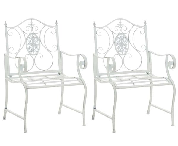 2er Set Gartenstühle Punjab antik weiß