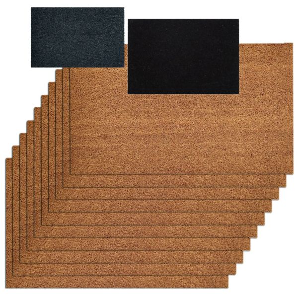 Kokosmatte 10er Set Türvorleger Schmutzfangmatte Fußmatte Fußabtreter einfarbig für Haustür 3 Farben 50 x 80 cm natur