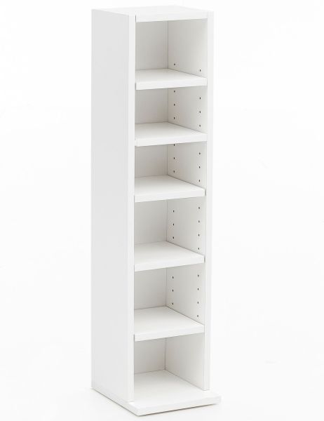 Design Bücherregal WL5.336 Weiß 21x91x25,5 cm mit 6 Fächern