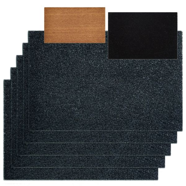 Kokosmatte 5er Set Türvorleger Schmutzfangmatte Fußmatte Fußabtreter einfarbig für Haustür 3 Farben 80 x 100 cm grau