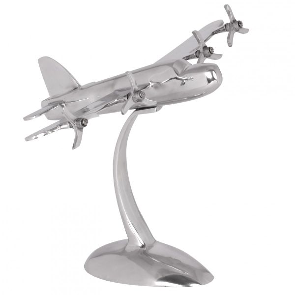 Design Deko Flugzeug Propeller aus Aluminium Farbe Silber