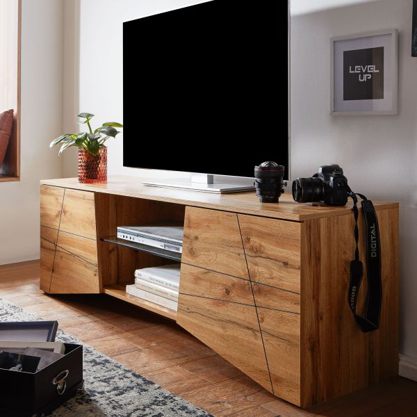 Lowboard Holz Eiche-Dekor 160x50x40 cm TV-Kommode mit zwei Türen