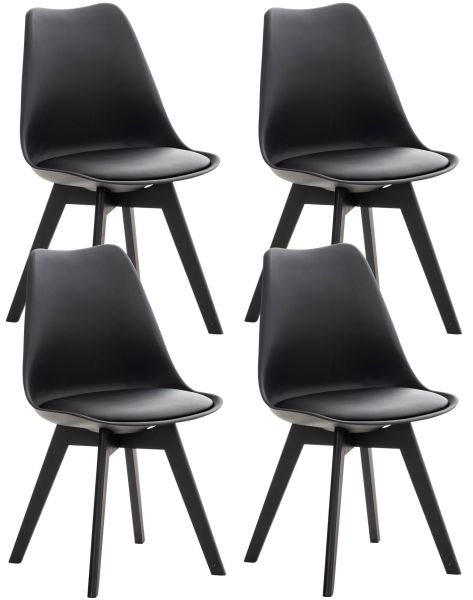 4er Set Stuhl Linares Kunststoff schwarz/schwarz