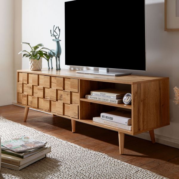 Lowboard Holz Eiche-Dekor 160x51x40 cm TV-Kommode mit zwei Türen